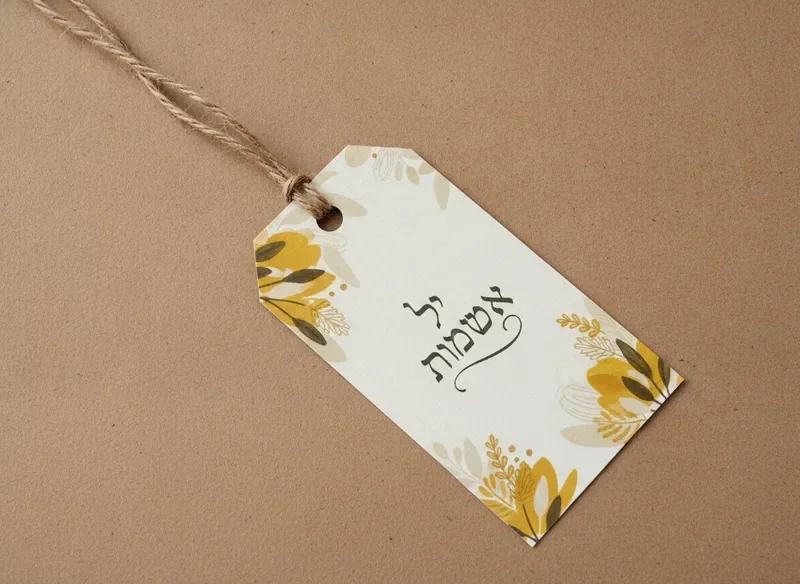 תגית מתנה מאוירת בעבודת יד